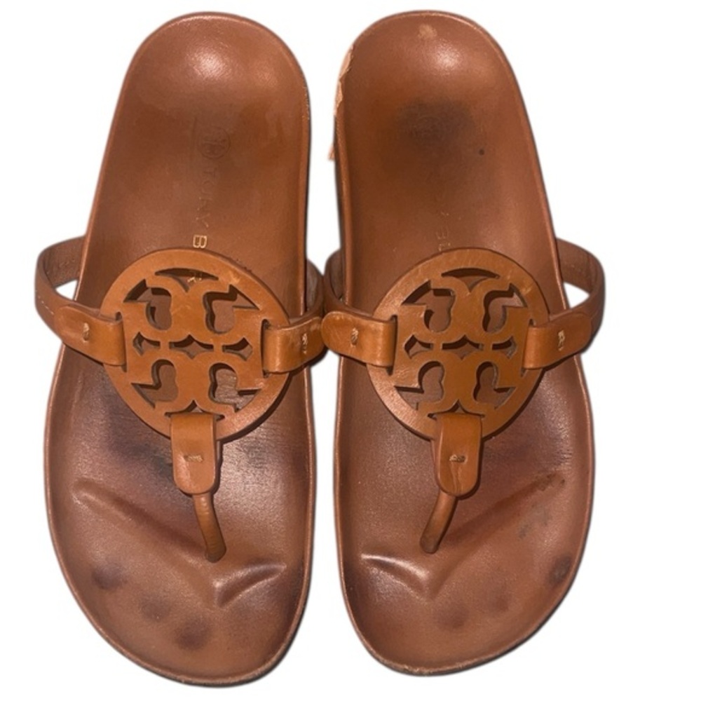 Tory Burch Miller Cloud Women's Leather Ergonomic Slide Sandals size 7 as is